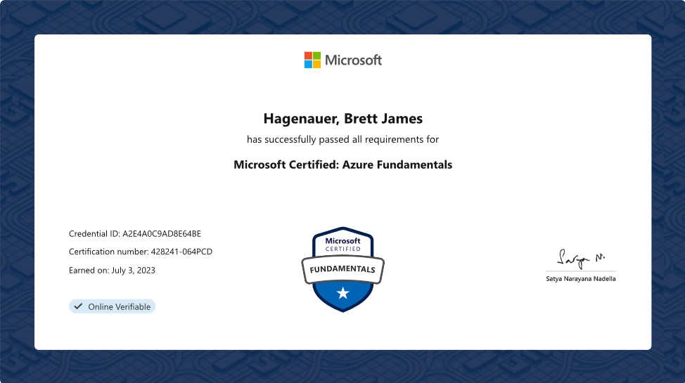 Azure Fundamentals AZ-900 Certification